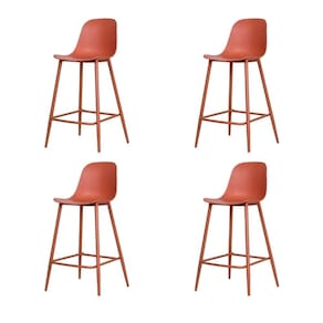 Kit 4 Banquetas Altas Miami Abi Fratini 101,50 cm (altura) Polipropileno Terracota Base Aço Pintado