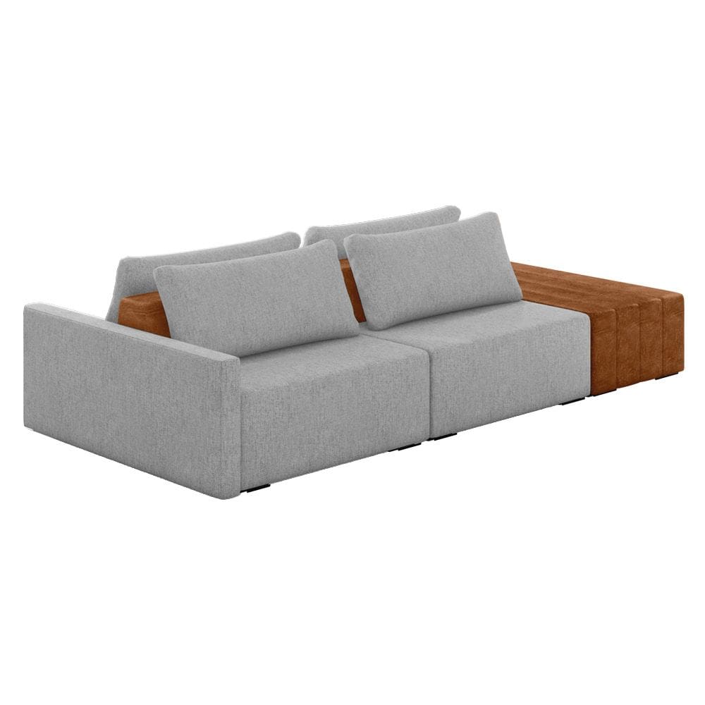 Sofá Ilha 2 Lugares Living 292cm Modulado para Sala Lary Linho Cinza K01 - D`Rossi