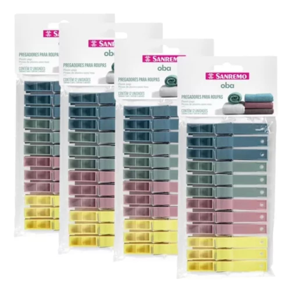 Kit 48 Prendedor de Roupa Pregador Multicolorido Oba Sanremo