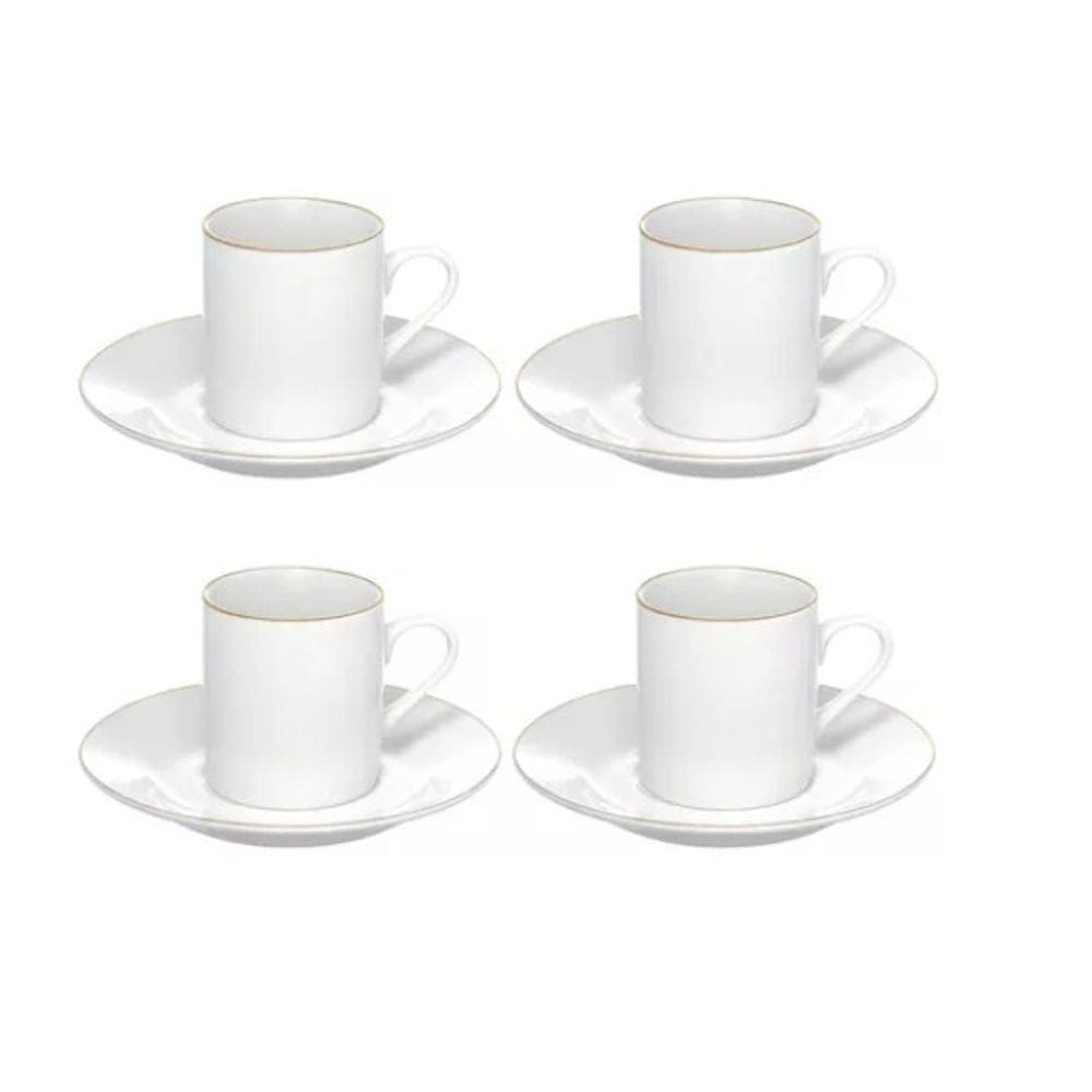 Jogo 4 Xícaras Para Café 90ml Borda Dourada Royal Hauskraft