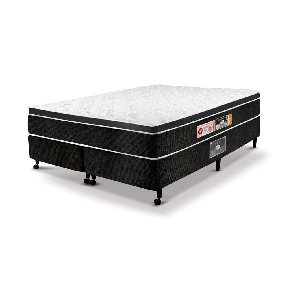 Cama Box Queen Castor Black e White Air One Face D33 158x198x50 + Box Castor