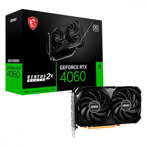 Imagem do produto Placa de Vídeo MSI GeForce RTX 4060 Ventus Black OC 8GB GDDR6 128bits - 912-V516-012 em Ponto Frio