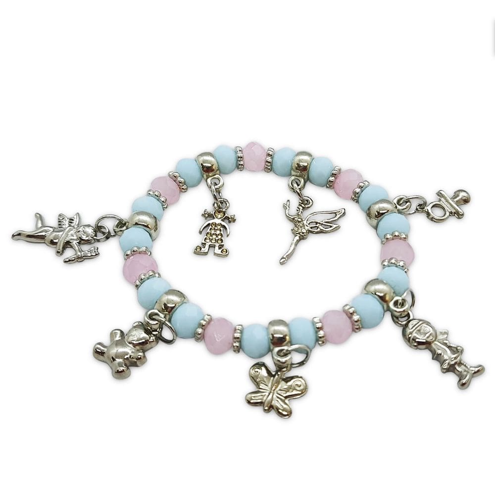 Pulseira Ibeji Erê Orixás Rosa e Azul Bebê Ajustável