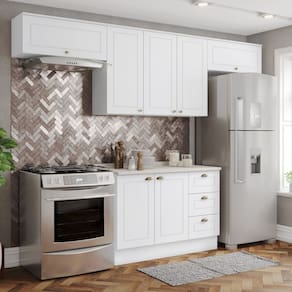 Cozinha Completa 4 Peças 100% Mdf Com Tampo Internacional Branco