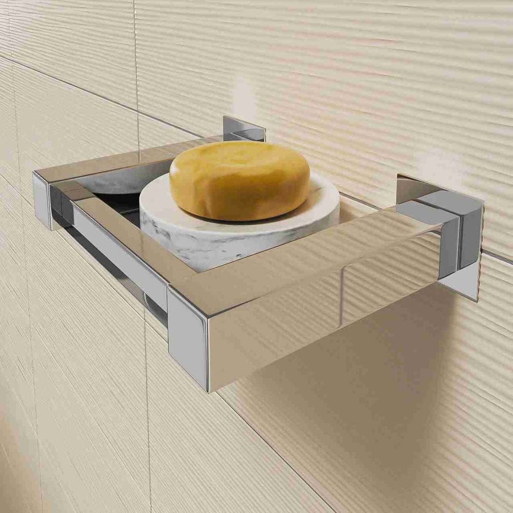 Saboneteira Aço Inox Alto Brilho Linha Quadrada