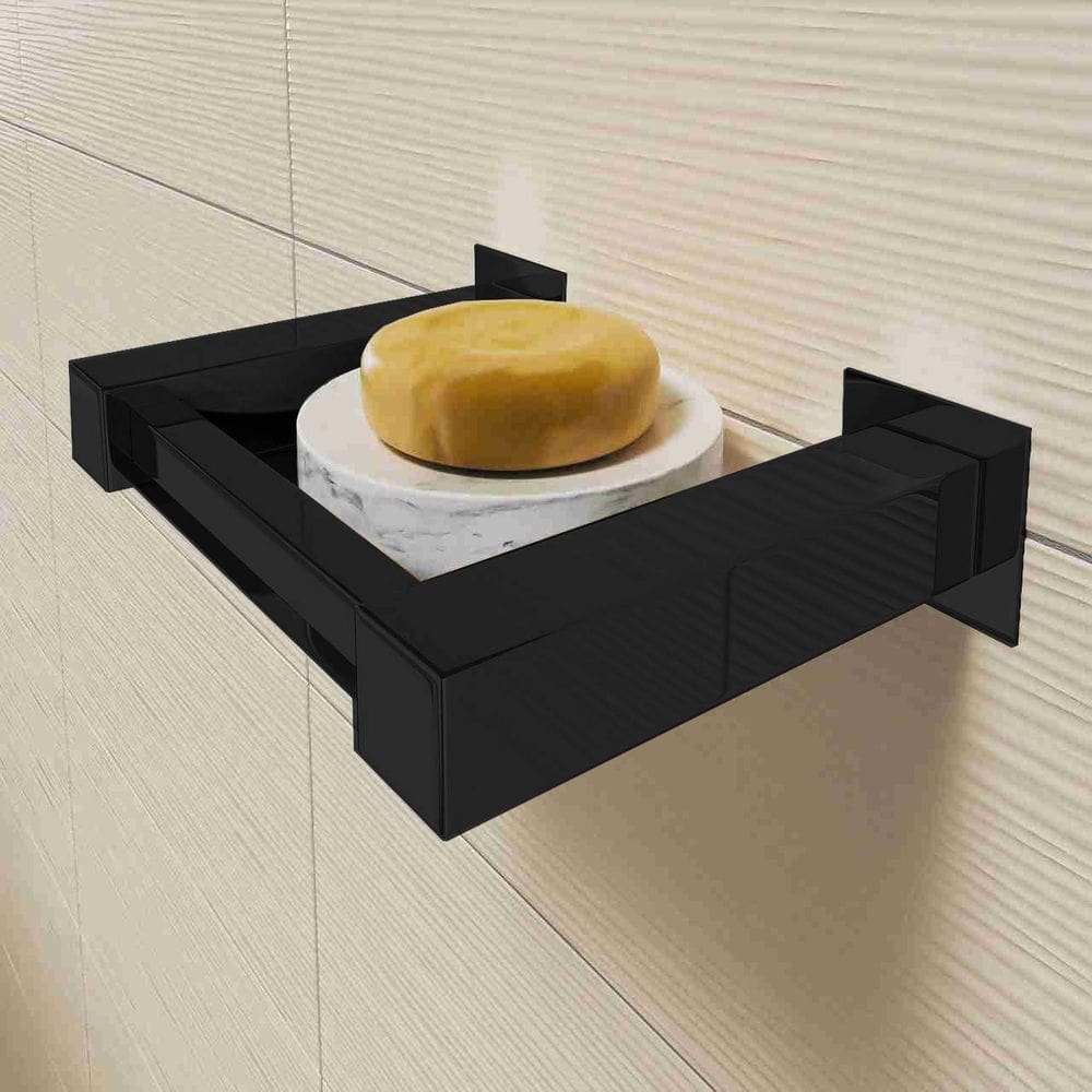 Saboneteira Aço Inox Preto Fosco Linha Quadrada