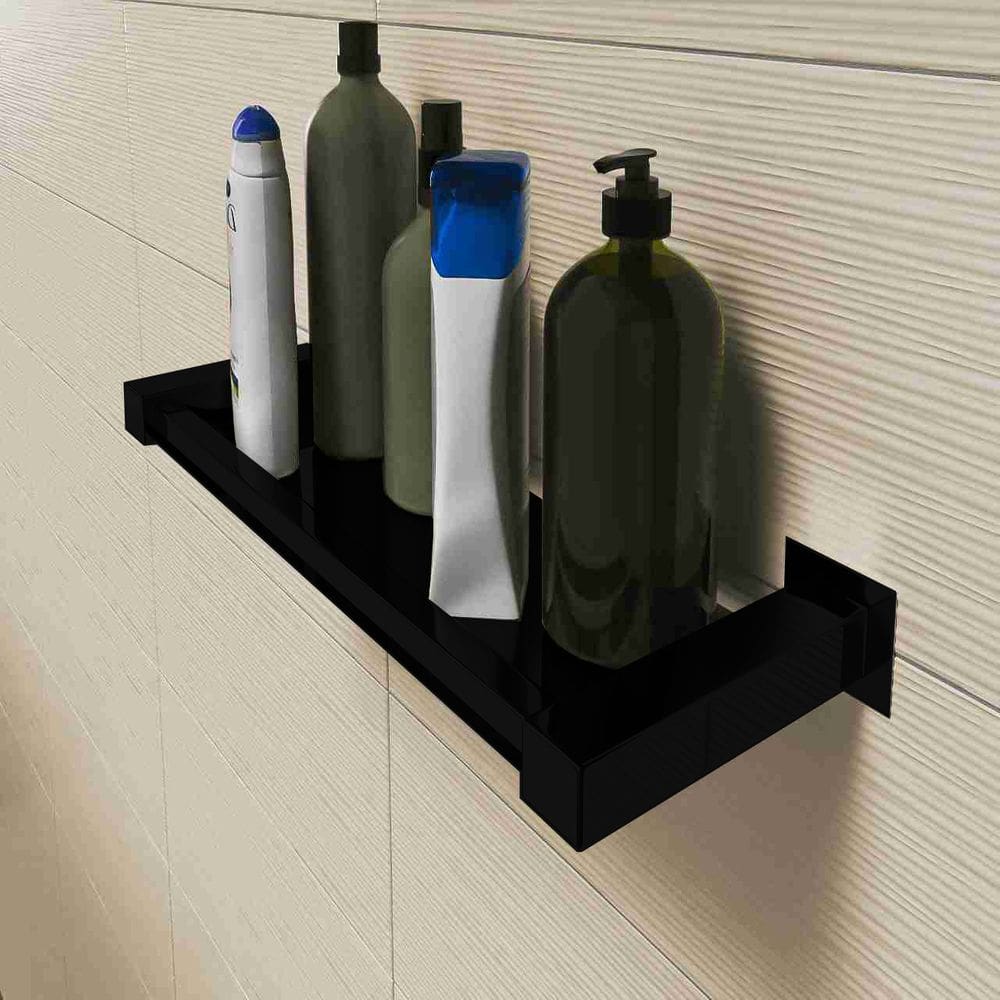 Porta Shampoo 30cm Aço Inox Preto Fosco Linha Quadrada
