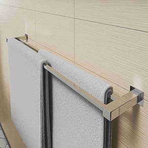 Porta Toalha De Banheiro Duplo 60cm Aço Inox Linha Quadrada