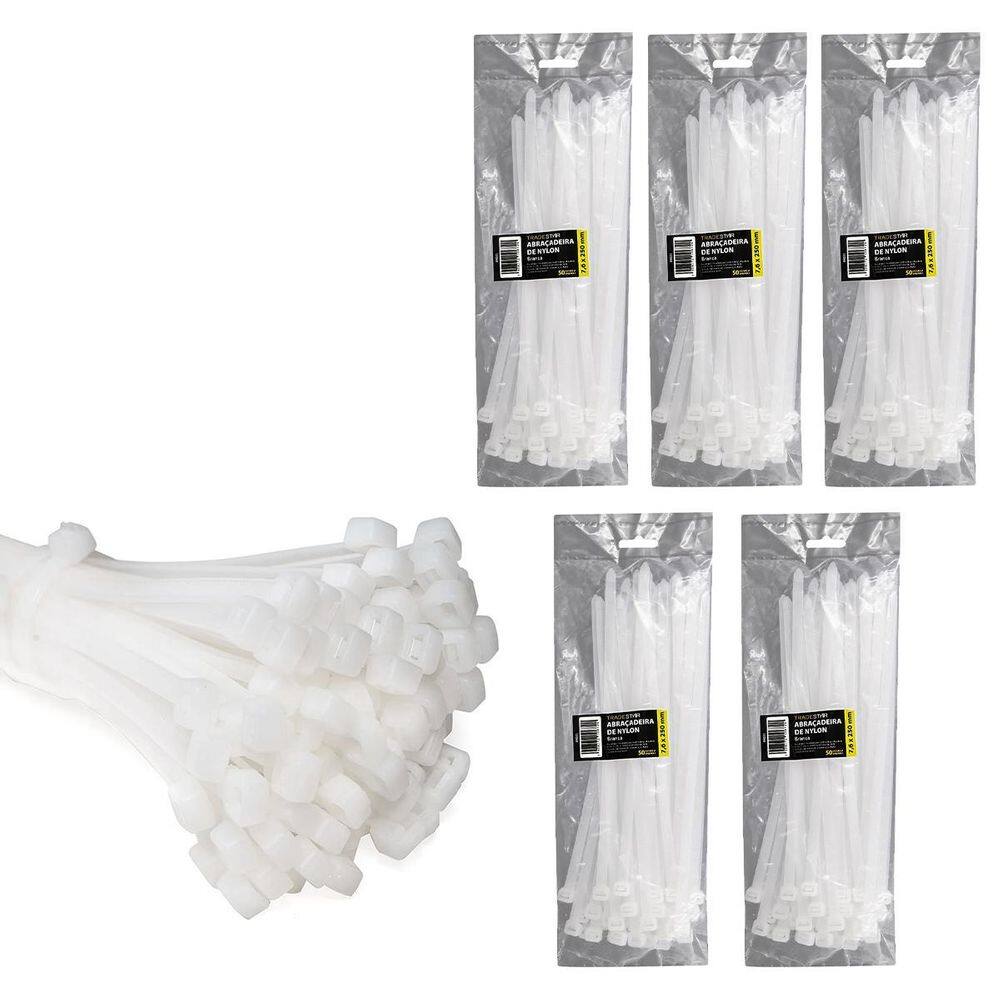 Abraçadeira Nylon Enforca Gato 7,6X250Mm Branco Com 500 Un
