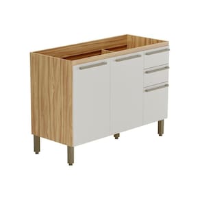 Balcão de Cozinha p/Pia Nápoli Prime 3 Portas e 2 Gavetas s/Tampo 120cm Amendoa/Off White - Ronipa