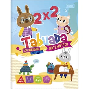 Livro Cartilha de Atividades Tabuada Matemática + De 100 Adesivos Aprender, Brincar e Colorir 8 Folhas Tilibra