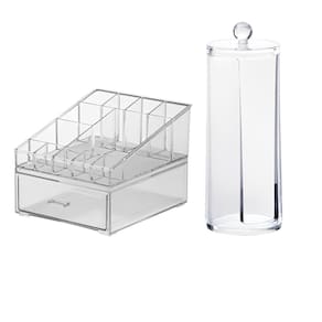 Kit Organizador Porta Cosmético Maquiagem Pincel Algodão Discos Limpeza Pele Cristal - Paramount