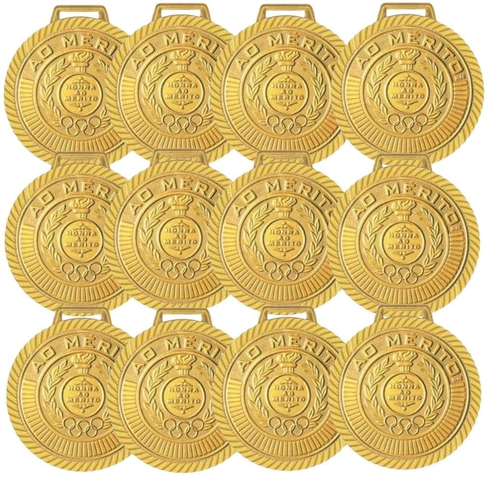 Kit com 30 Medalhas Rema Honra Ao Mérito 60mm com Fita Ouro/Prata/Bronze
