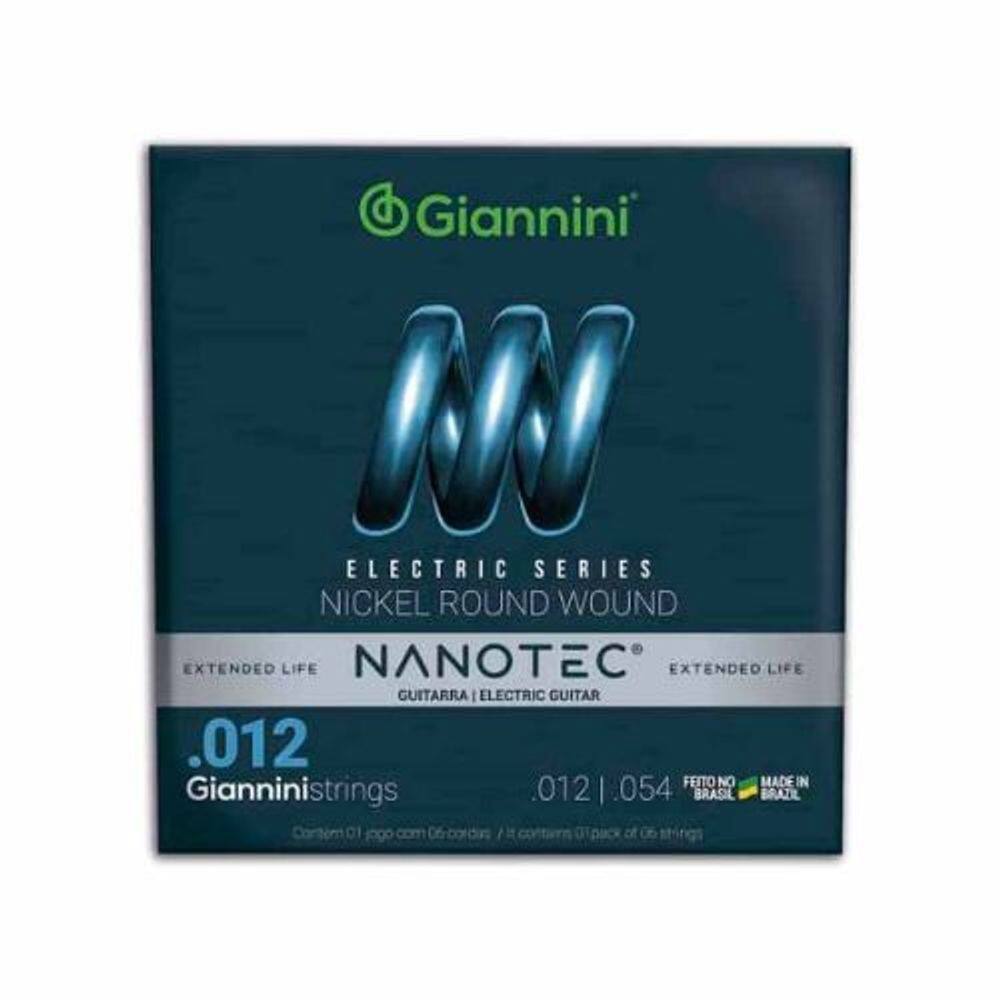 Encordoamento Para Guitarra Giannini Nanotec Nickel Round Wound GEEGST12 PN (.012 - .054) - 25608