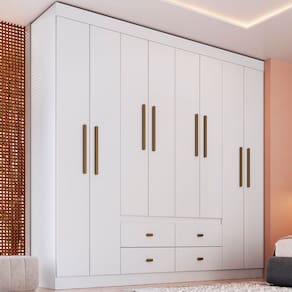 Guarda-Roupa de Casal Las Vegas 8 Portas 4 Gavetas Branco - Doripel