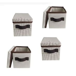 Kit 4 Caixas Organizadora Com Tampa Multiuso Armário Closet Escritório