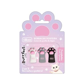 Borracha Ponteira Patinhas Purrfect Cats Blister Com 3 Unidades Tilibra