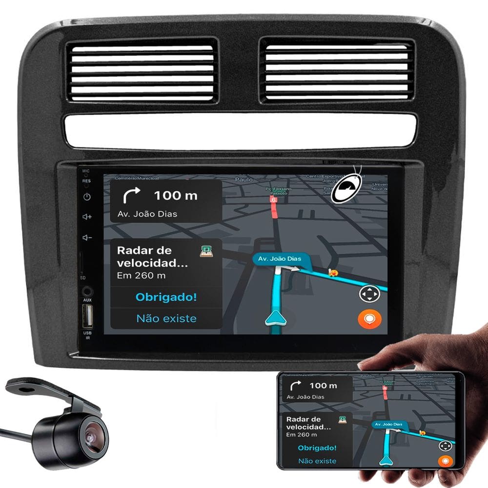 Multimídia Punto 2008 a 2012 Espelhamento USB Bluetooth + Moldura + Câmera Borboleta
