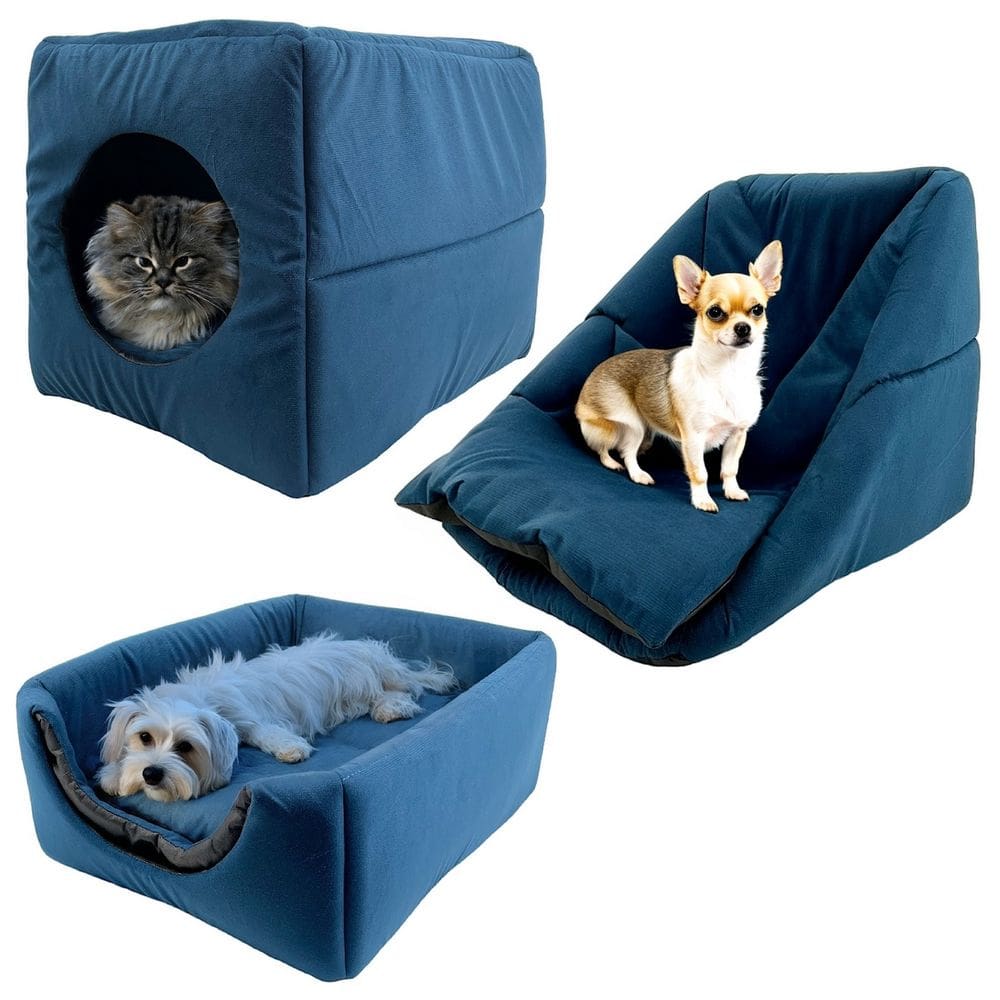 Cama Toca Iglu 3 em 1 Suede Cachorro Gato Frio Quente Pet M