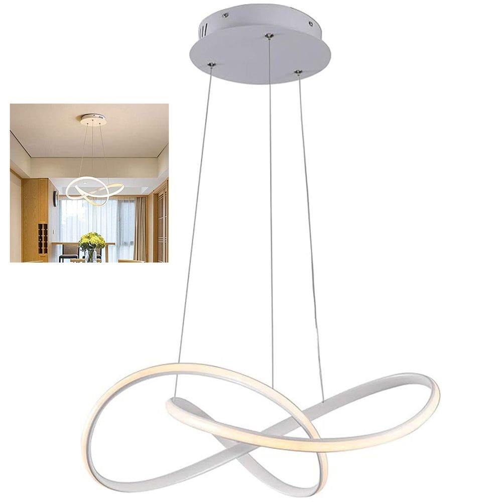 Lustre Pendente LED 3000K Arco Infinito Iluminaçao Perfil Recepçao Sala Hall de Entrada Residencial Comercial Hotel