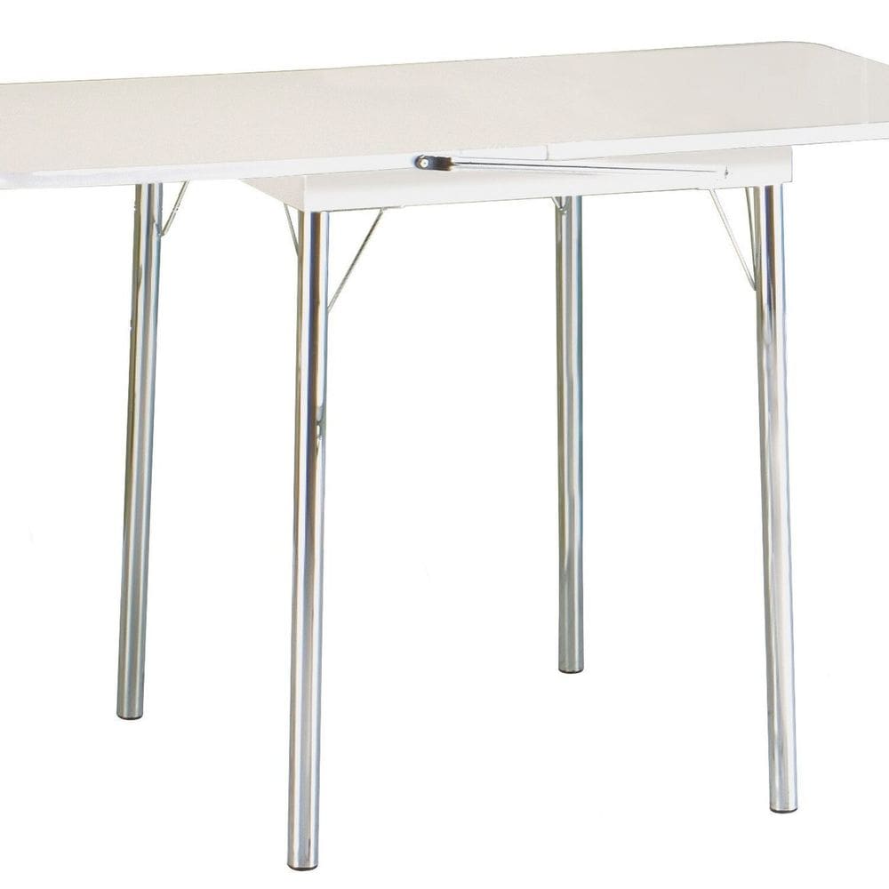 Mesa para Sala de Jantar Flor Moderno Branco/Cromado
