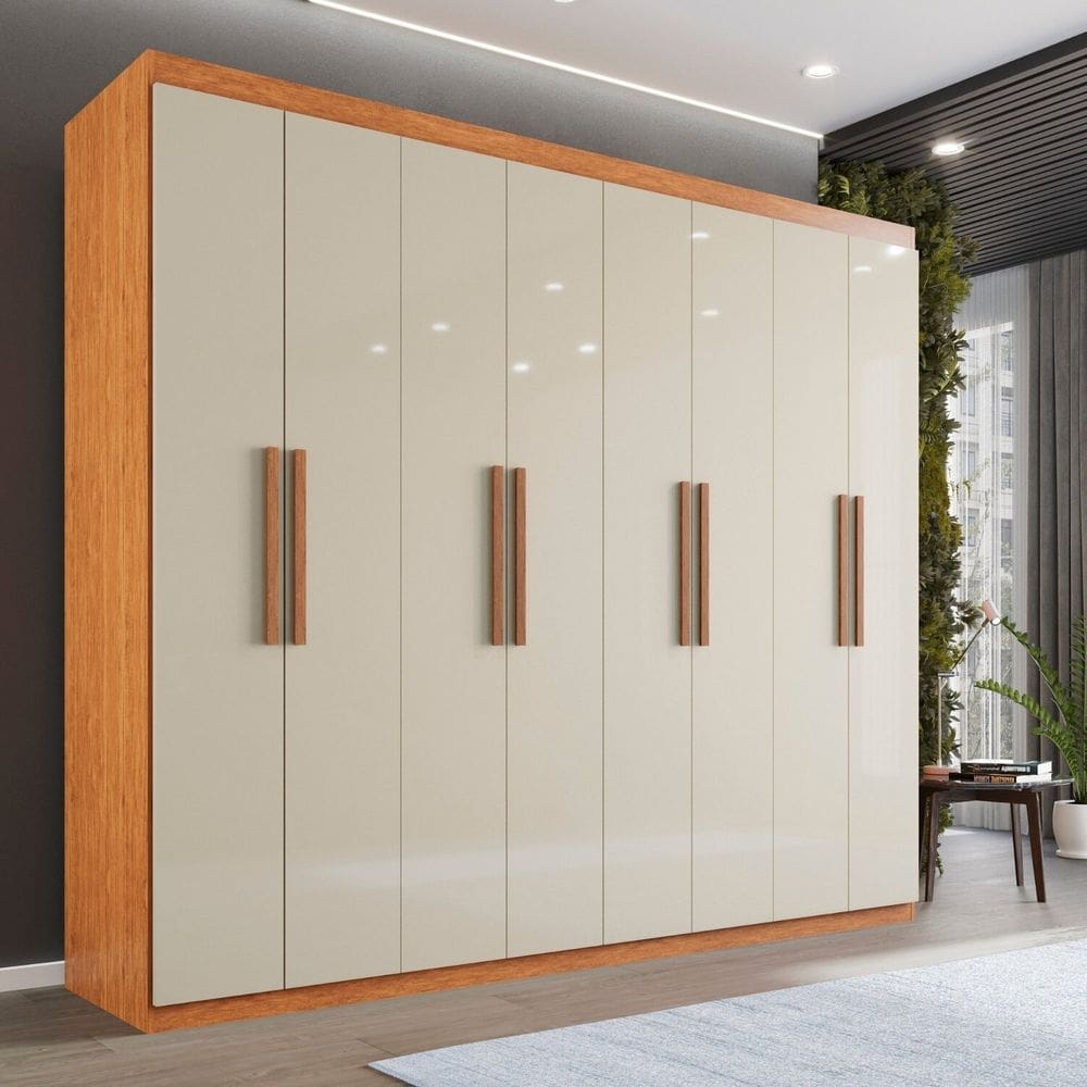 Guarda-roupa Casal 8 Portas 4 Gavetas Montreal Cinamomo/ Off-White
