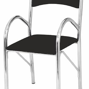 Cadeira para Sala de Estar Lara Preto/Cromado