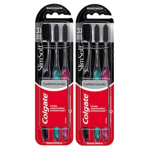 Kit 6 Escovas Dental Colgate Slim Soft Black