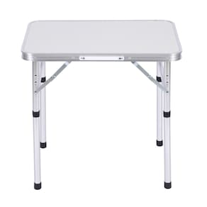 Mesa Dobravel Portatil Maleta Retangular Com Ajuste Altura Alumínio Cor Branco Camping Praia Piquenique 60*45*56cm WCT FITNESS