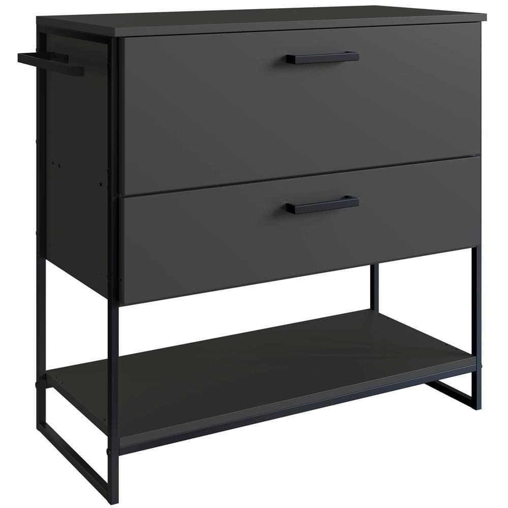 Gabinete Banheiro Industrial 80 Cm 1028 Grafite Aço Preto Pp