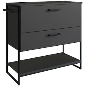 Gabinete Banheiro Industrial 80 Cm 1028 Grafite Aço Preto Pp