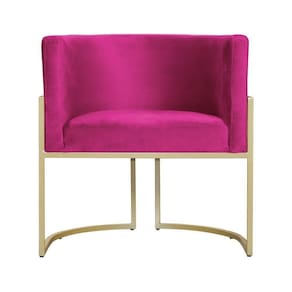 Poltrona Decorativa Dourada Base De Metalon - 7decormoveis - Veludo Pink