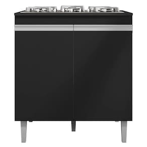 Balcao Com Tampo Cooktop 79 Cm 2 Portas Andreia Preto Reajl Preto