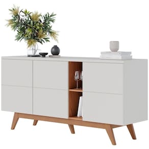 Buffet Bancada 3 Portas 160 Cm Noronha Off White Matte Freijo Clb Off White Matte Freijo