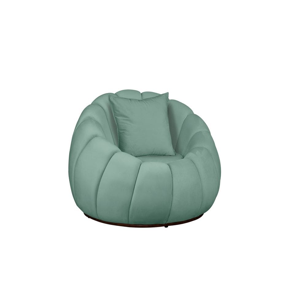 Poltrona Decorativa Concha C/Almofada Veludo Acqua - Montanaris Decor