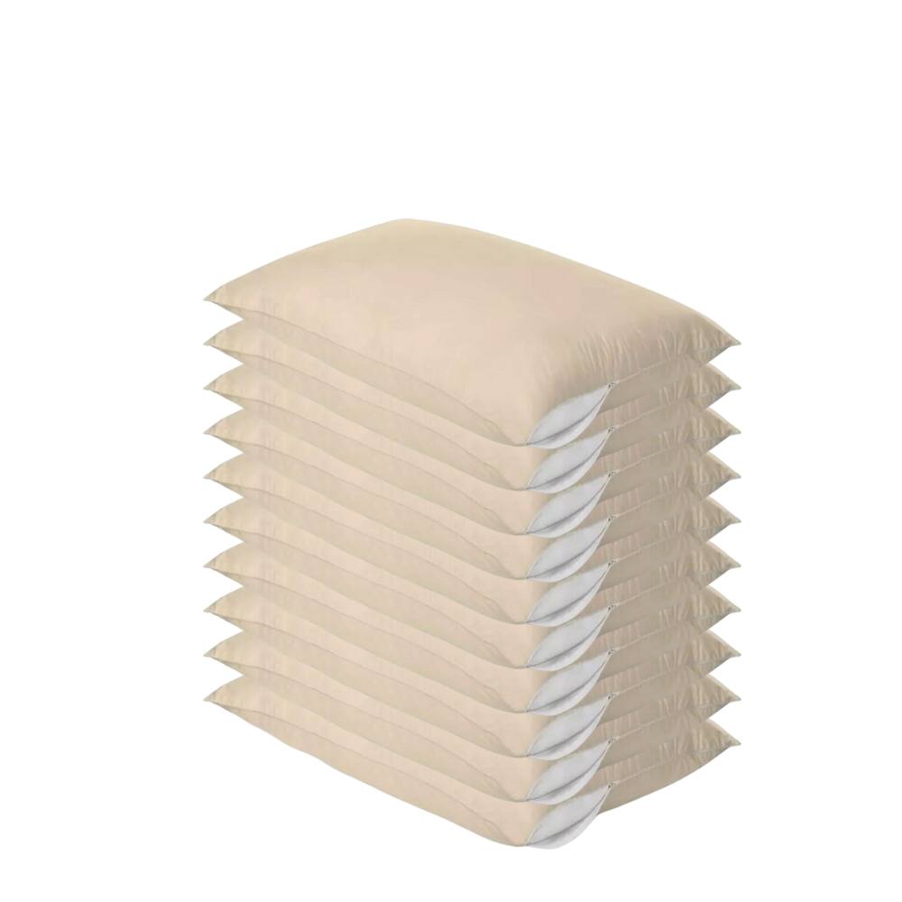Kit 10 Capa Protetor Fronha De Travesseiro Com Zíper Bege Antiácaro Antimofo 50X70