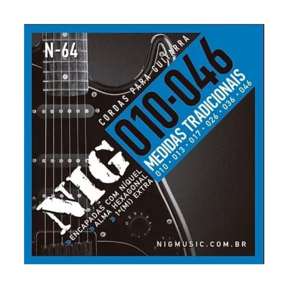 Encordoamento Para Guitarra Tradicional 6 Cordas Nig (.010 - .046) - N64