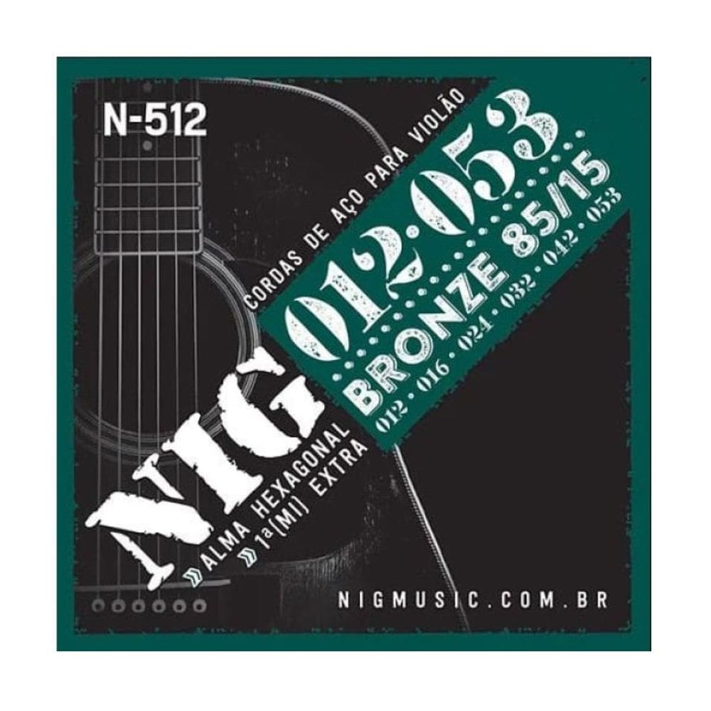 Encordoamento Para Violao Aço 6 Cordas Nig Bronze 85/15 (.012 - .053) - N512