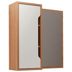 Espelheira Para Banheiro 60 Cm 1 Porta Amendoa Branco