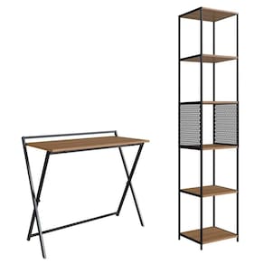 Escrivaninha Dobravel Estante 180 Cm Industrial 22x23 Preto Mell Pp Preto Mell