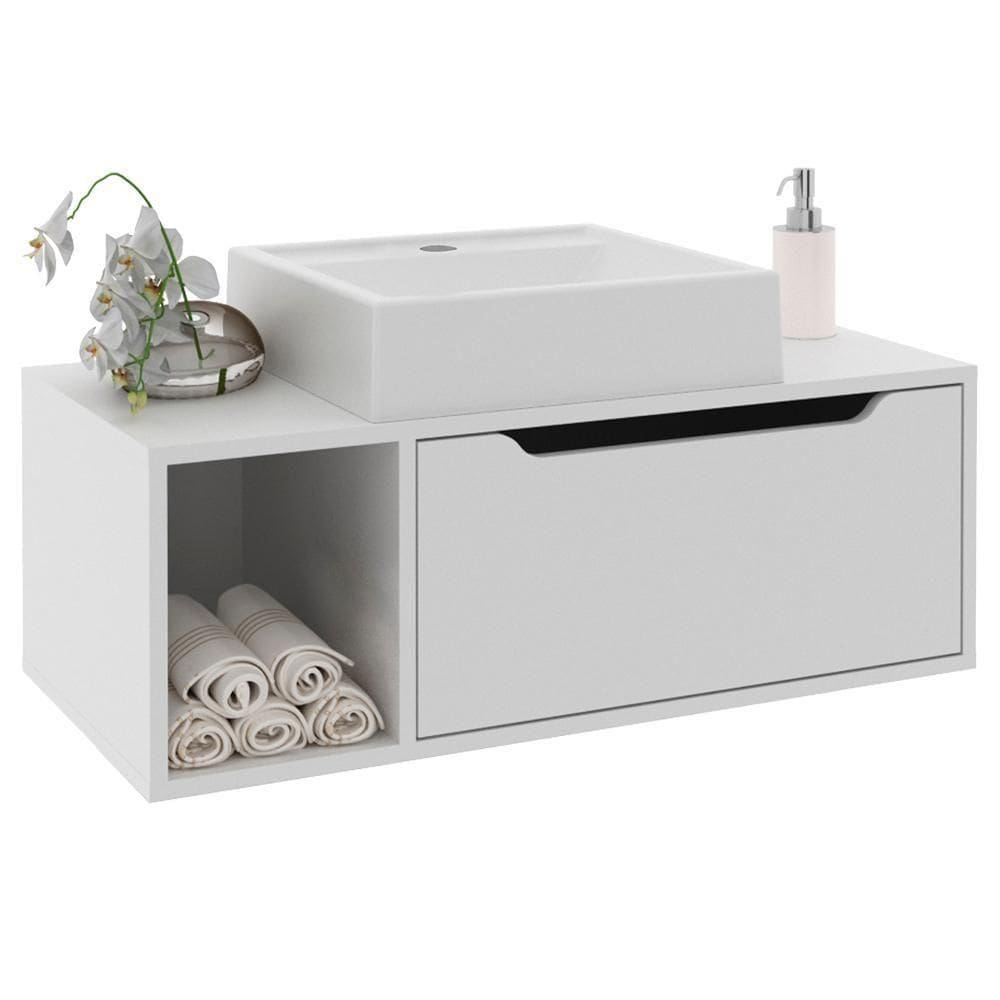 Gabinete 1 Porta Com Cuba Para Banheiro Bn3600x44 Branco