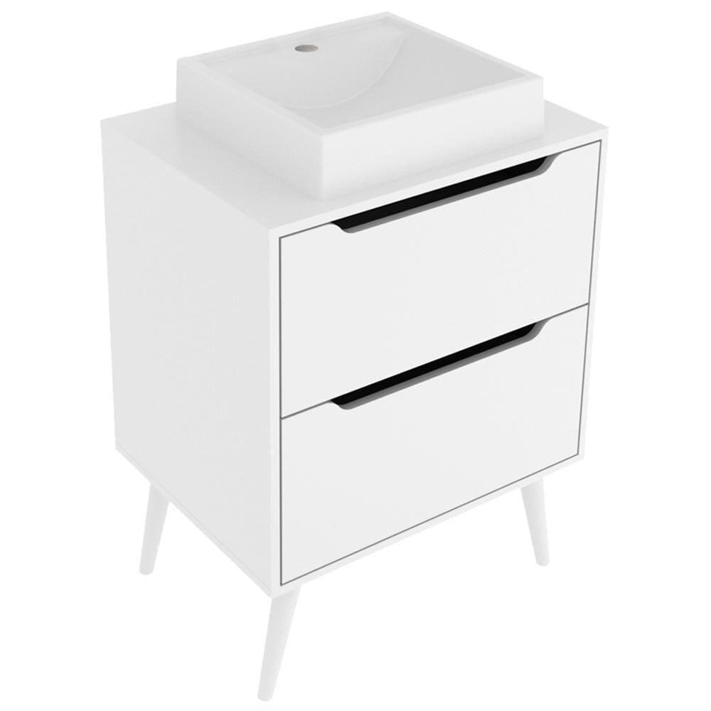 Gabinete 2 Gavetas Com Cuba Para Banheiro Bn3600x39 Branco