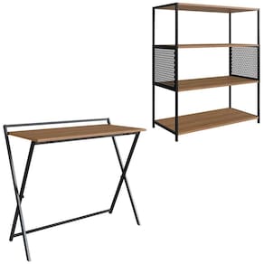 Escrivaninha Dobravel Estante 94x77 Cm Industrial 22x24 Preto Mell Pp Preto Mell