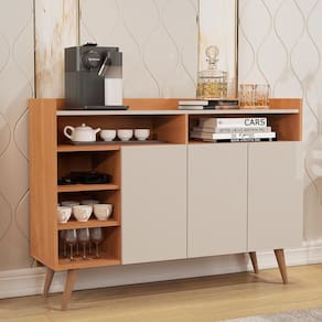 Aparador Buffet 3 Portas Celta Móveis Germai Nature/Off White
