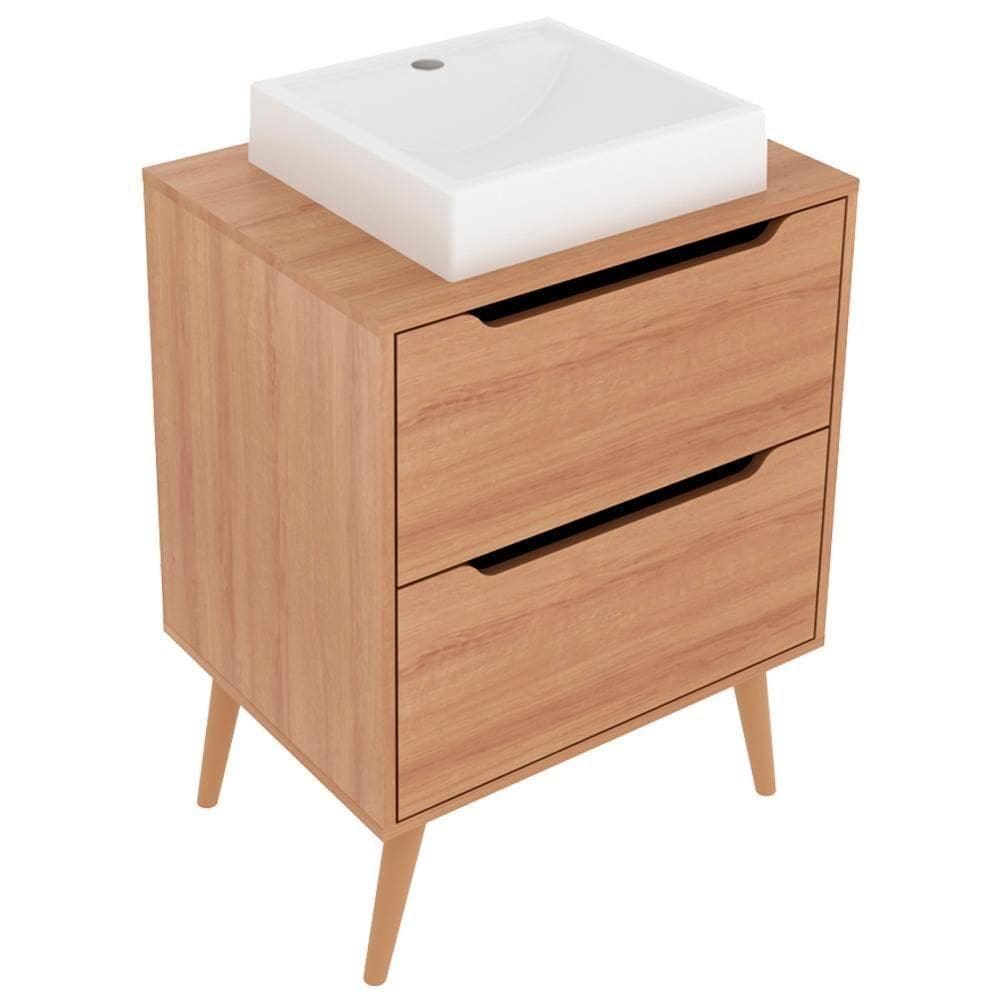 Gabinete 2 Gavetas Com Cuba Bn3600x39 Amendoa