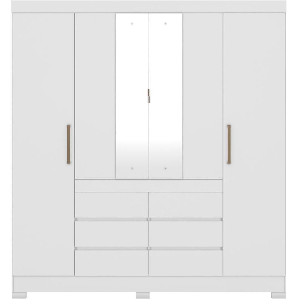 Guarda Roupa Casal 04 Portas Com Espelho 66510 Branco Demobile Branco