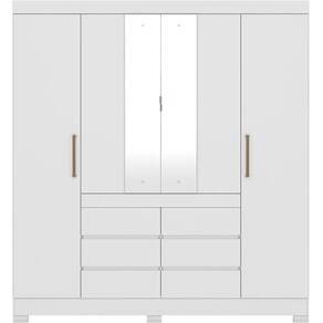 Guarda Roupa Casal 04 Portas Com Espelho 66510 Branco Demobile Branco
