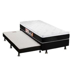Cama Box Solteiro: Colchão Espuma D45 Castor Black e White + Base CRC Courano Black(88x188)