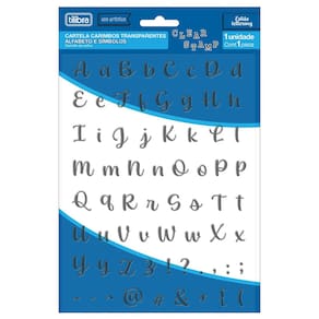 Cartela Carimbos Transparente Alfabeto e Símbolos Tilibra | Artesanal | Decorativo | Personalizar