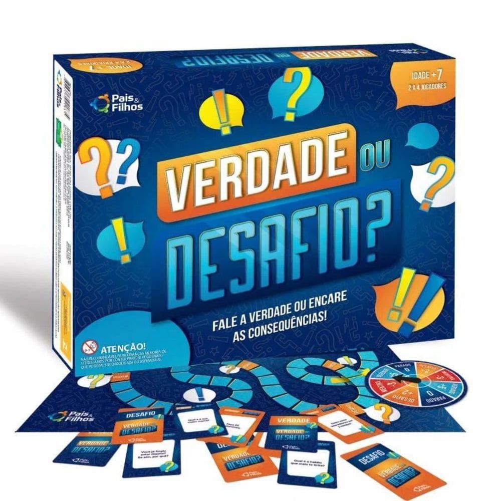 Jogo de Tabuleiro Verdade ou Desafio? Interativo Fale Encare Pais&Filhos
